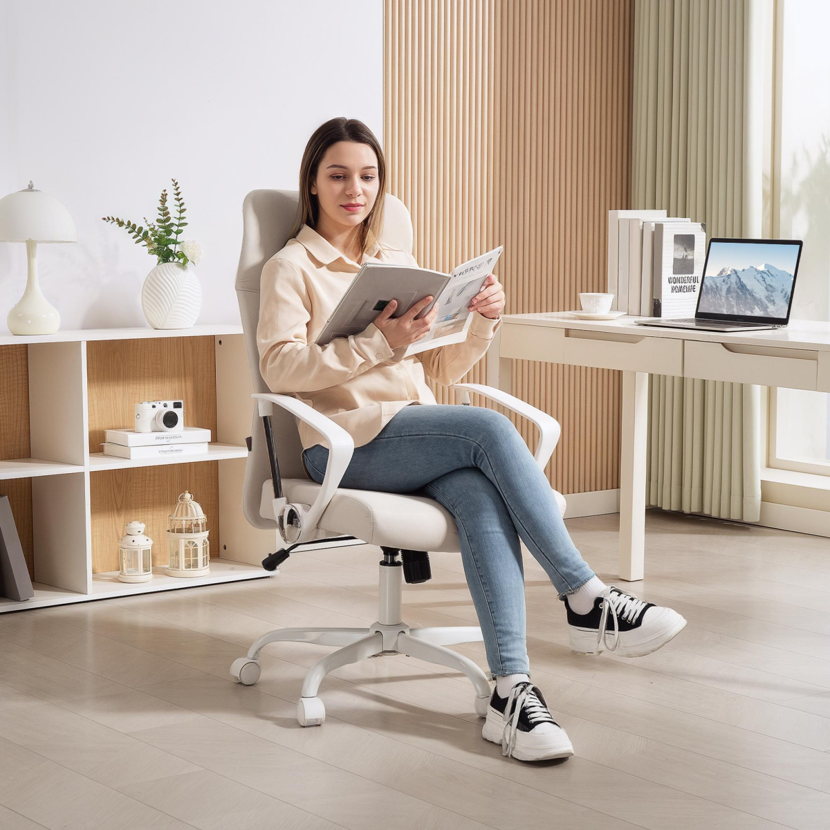 HOMCOM High Back Office Chair, Computer Desk Chair for Home