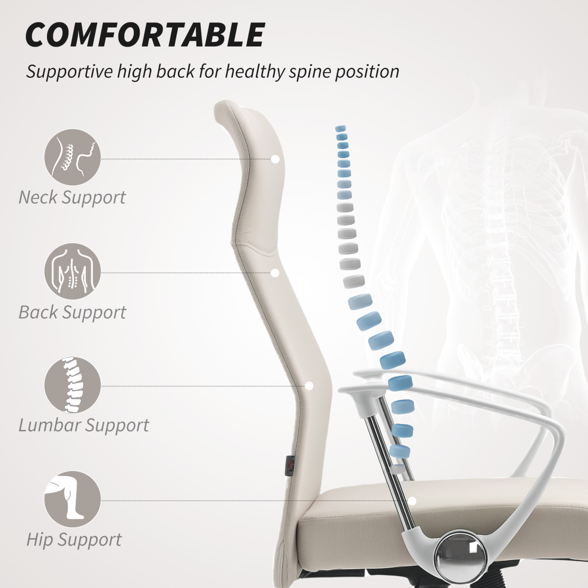 HOMCOM High Back Office Chair, Computer Desk Chair for Home
