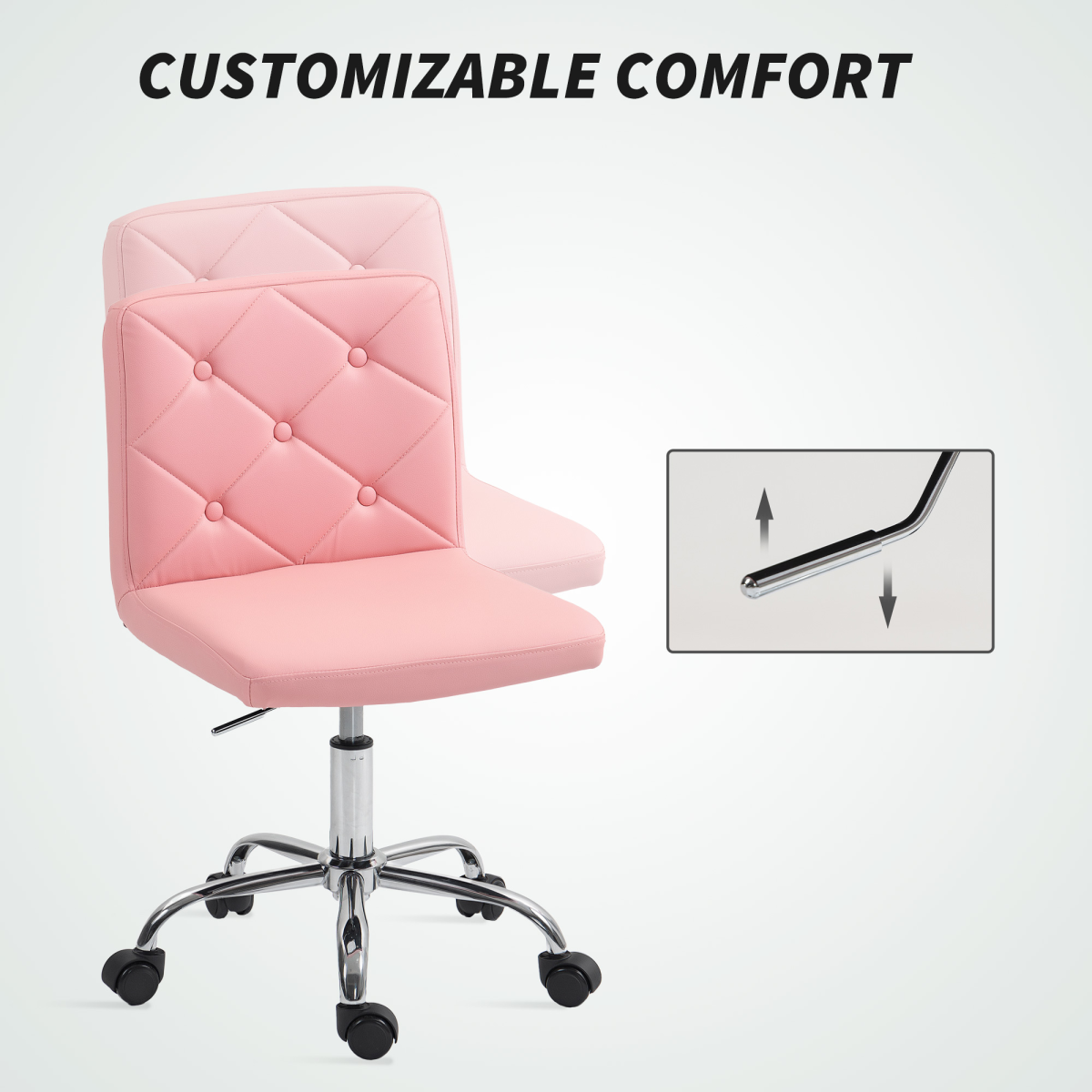 HOMCOM Modern Vanity Computer Desk Chair with Rolling Wheels