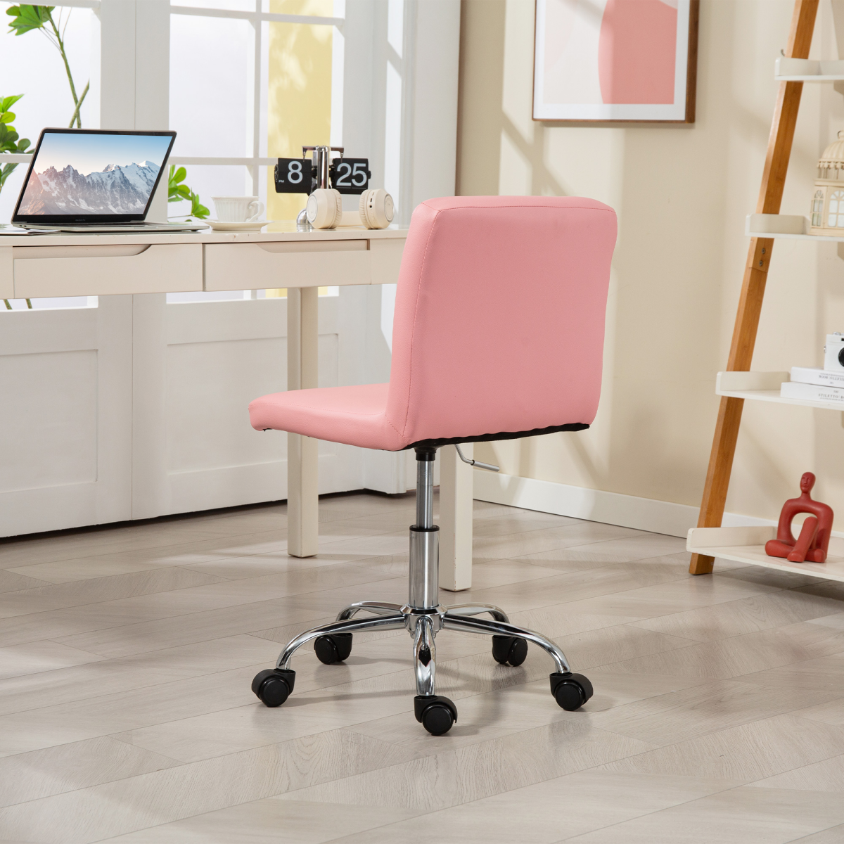HOMCOM Modern Vanity Computer Desk Chair with Rolling Wheels
