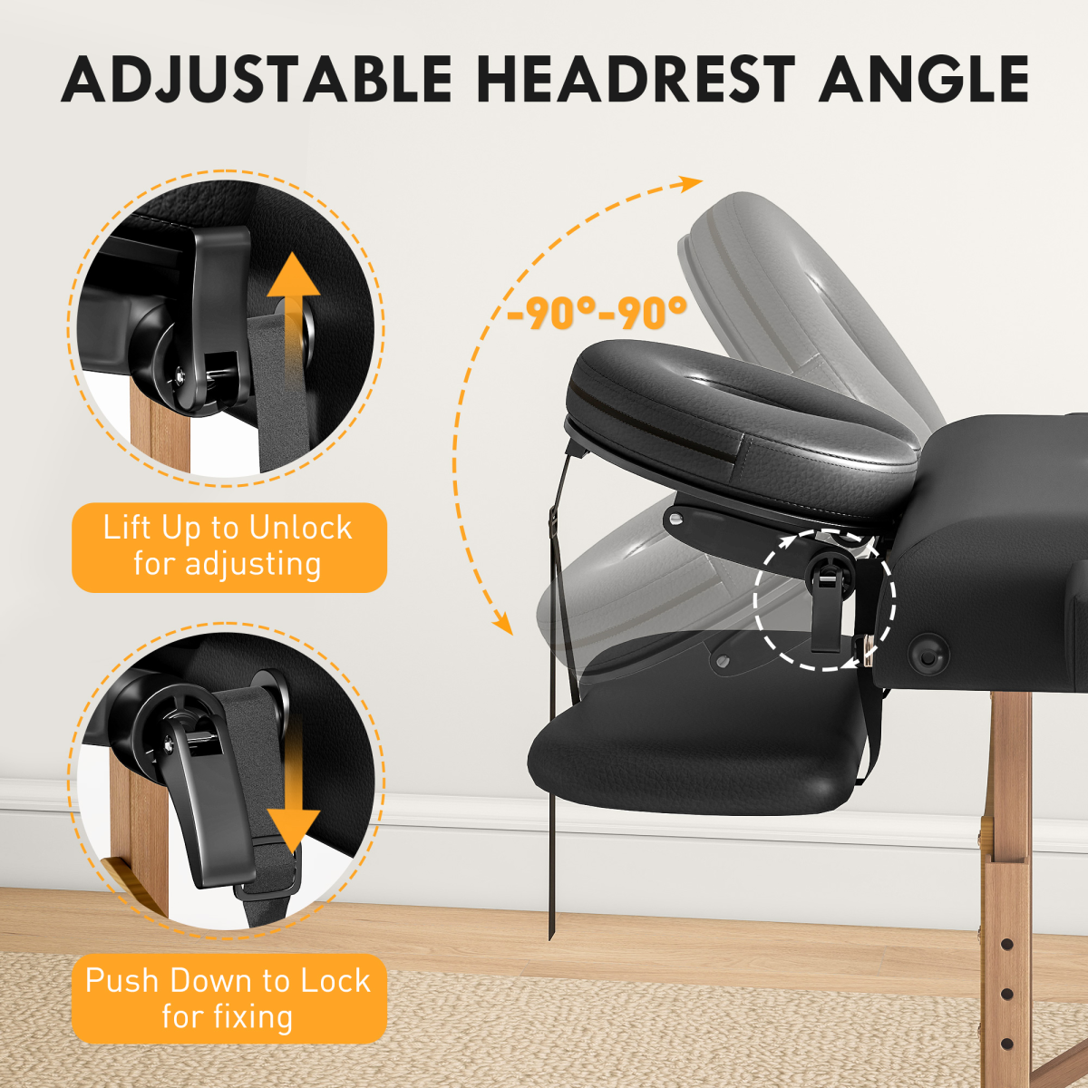 HOMCOM Foldable Massage Bed with Beech Wood Legs Face Cradle Armrests