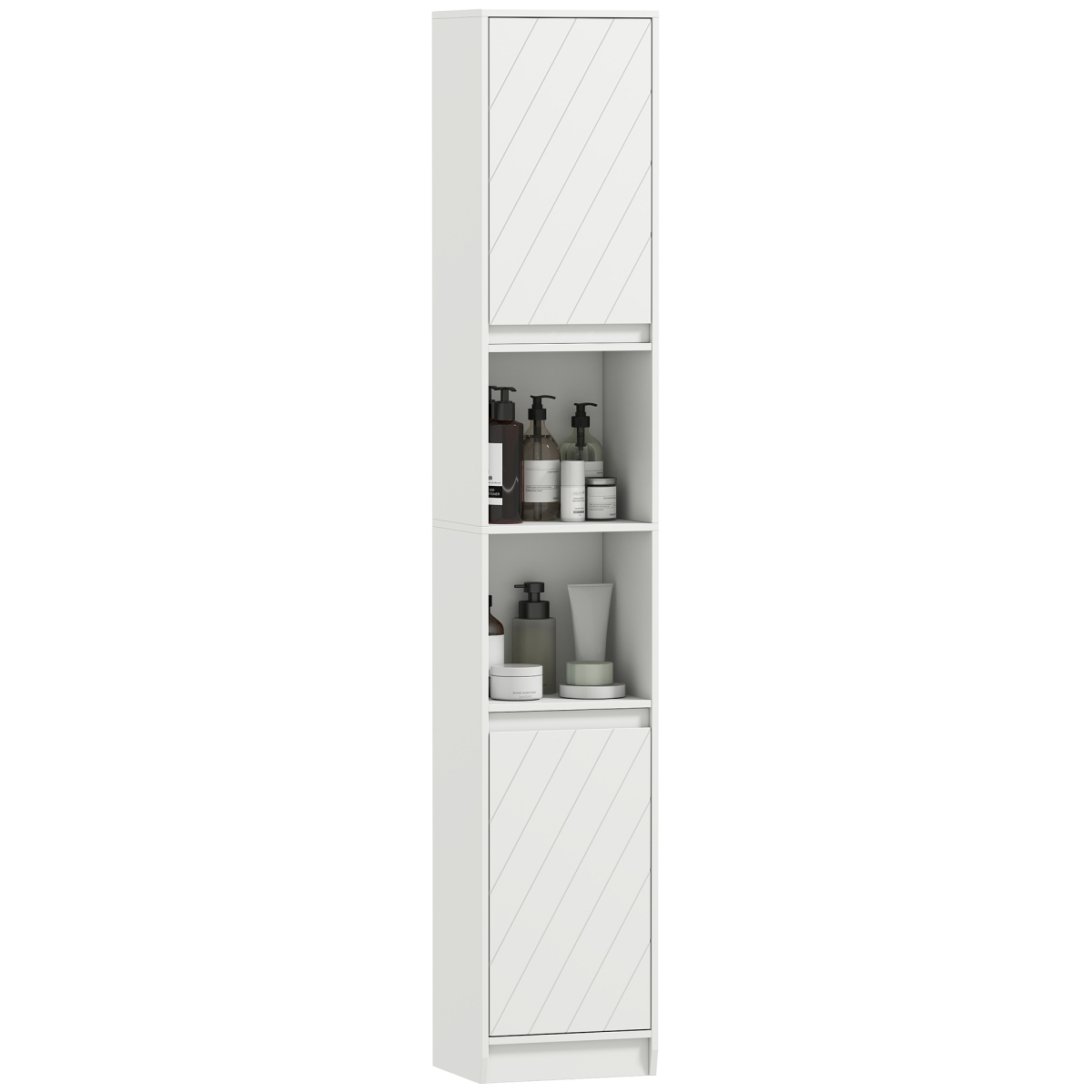 HOMCOM Narrow Bathroom Storage Cabinet with Open Compartment