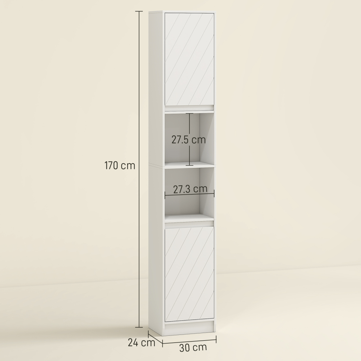 HOMCOM Narrow Bathroom Storage Cabinet with Open Compartment