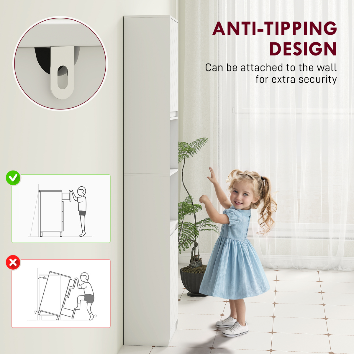 HOMCOM Narrow Bathroom Storage Cabinet with Open Compartment