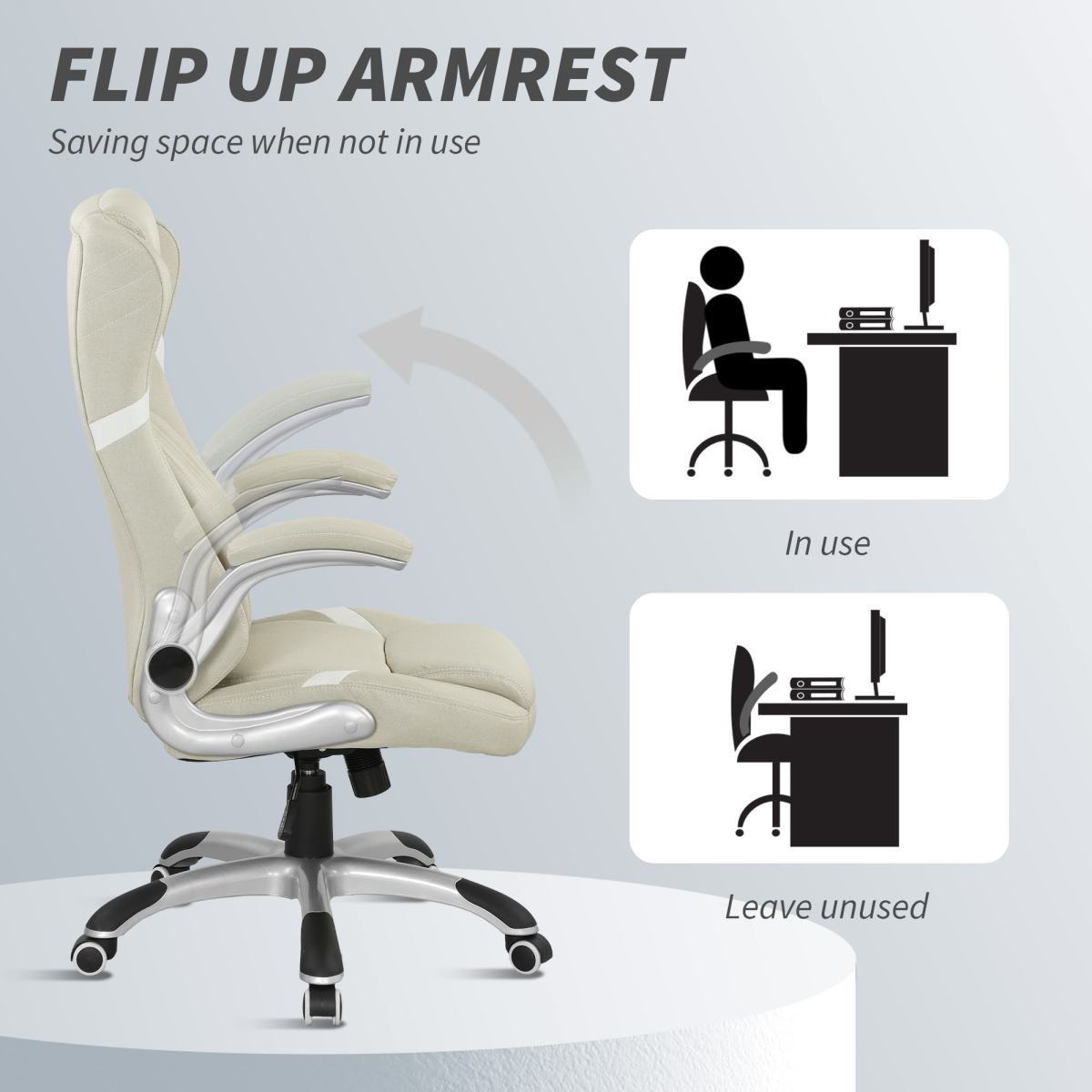 Vinsetto Fabric Office Desk Chair w/ Adjustable Height Tilt Function