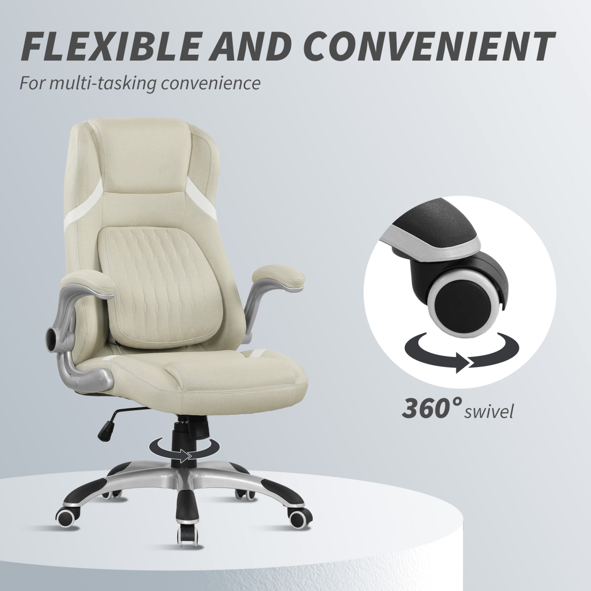 Vinsetto Fabric Office Desk Chair w/ Adjustable Height Tilt Function