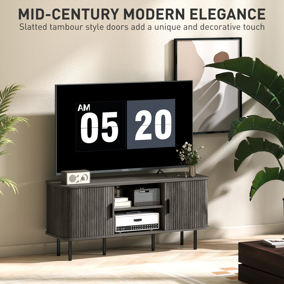 HOMCOM TV Unit for Living Room, TV Stand, Grey