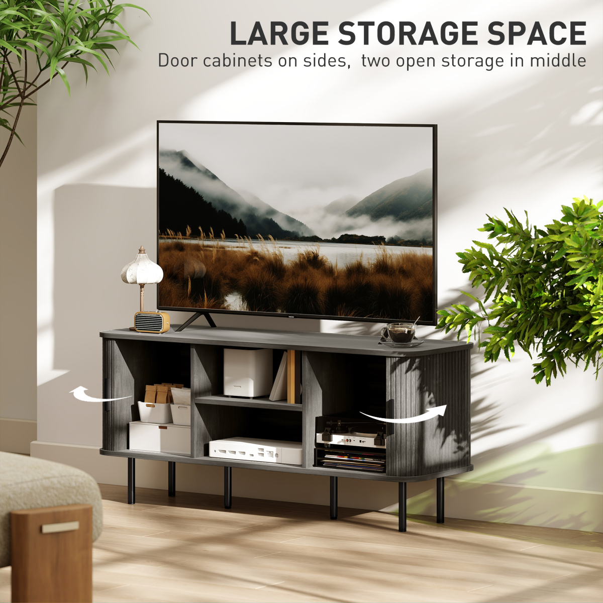HOMCOM TV Unit for Living Room, TV Stand, Grey
