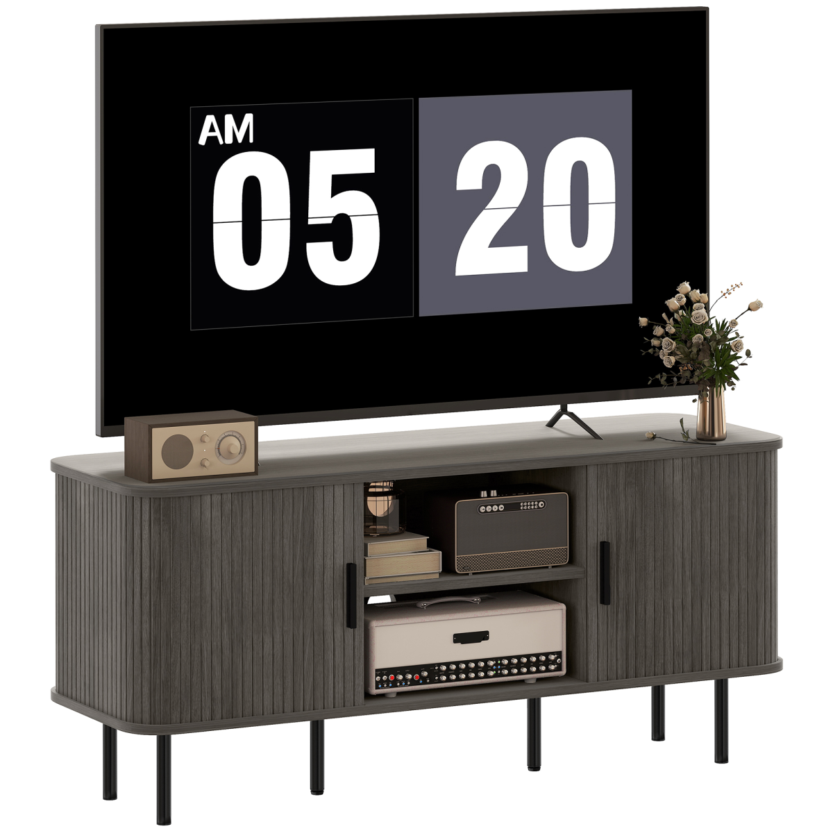 HOMCOM TV Unit for Living Room, TV Stand, Grey