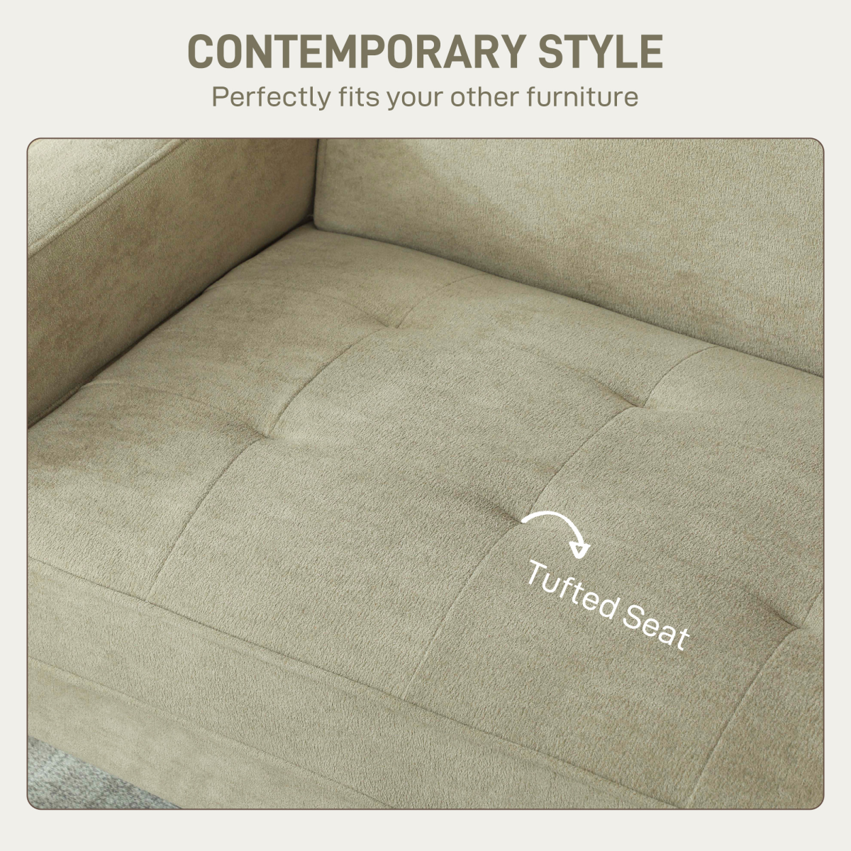 HOMCOM 2 Seater Sofa, Velvet-Feel Upholstered Loveseat for Small Space, Beige