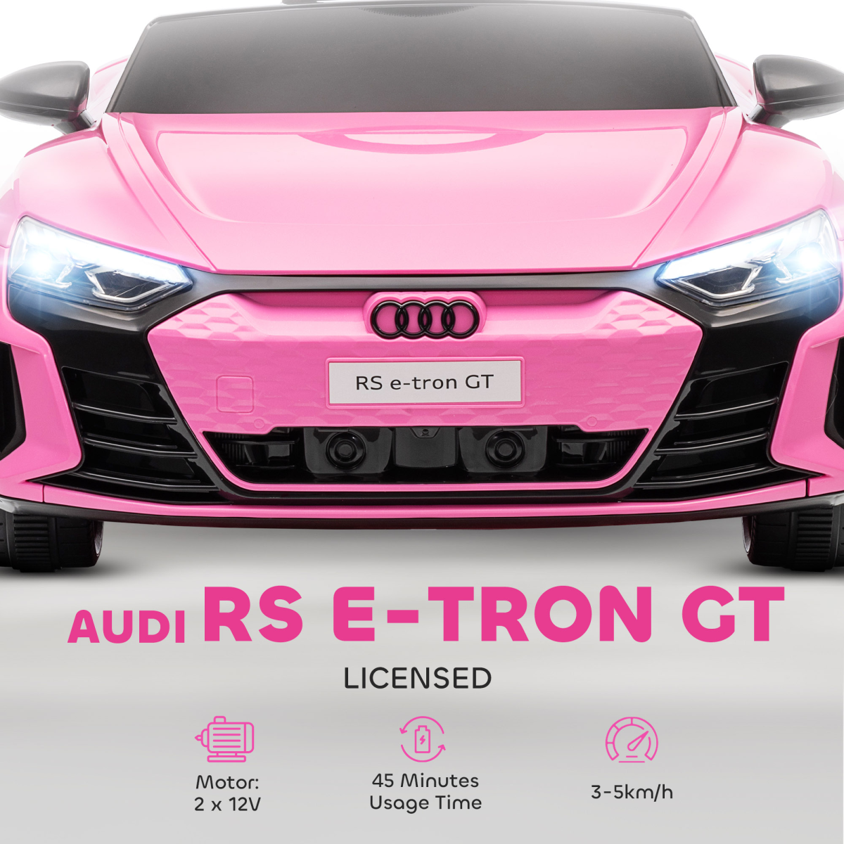 HOMCOM Audi RS e-tron GT Licensed 12V Kids Electric Ride on W/ Remote, Pink
