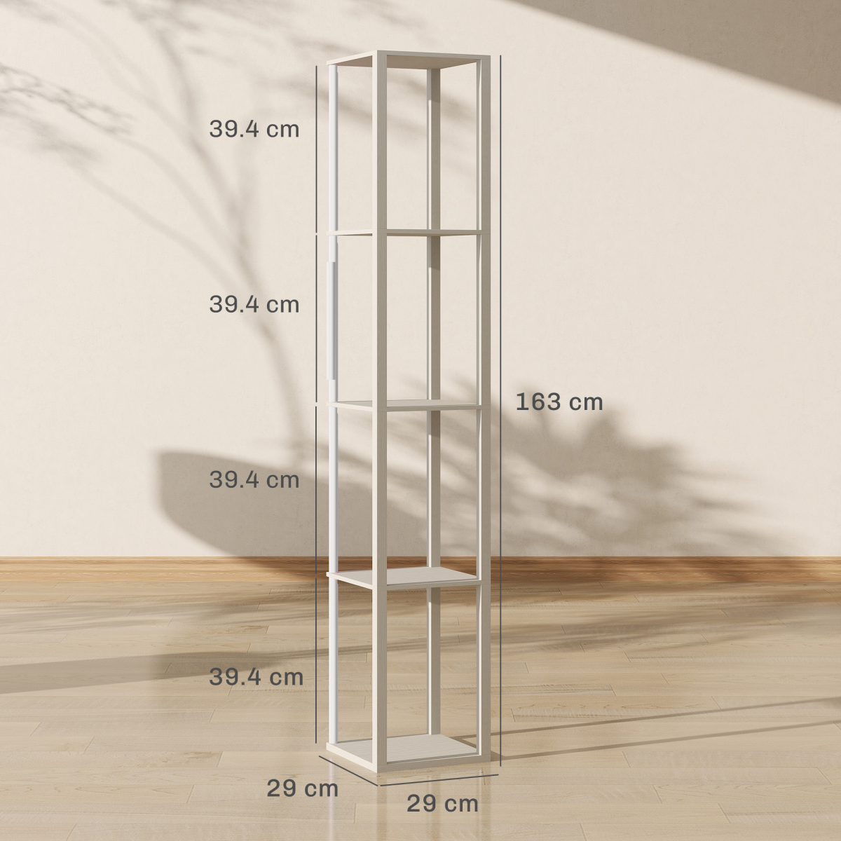 HOMCOM RGB LED Floor Lamp with Shelves and Remote Control for Bedroom