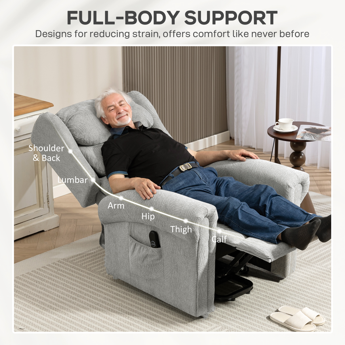 HOMCOM Power Lift Recliner Chair for Elderly with Remote Control, Grey