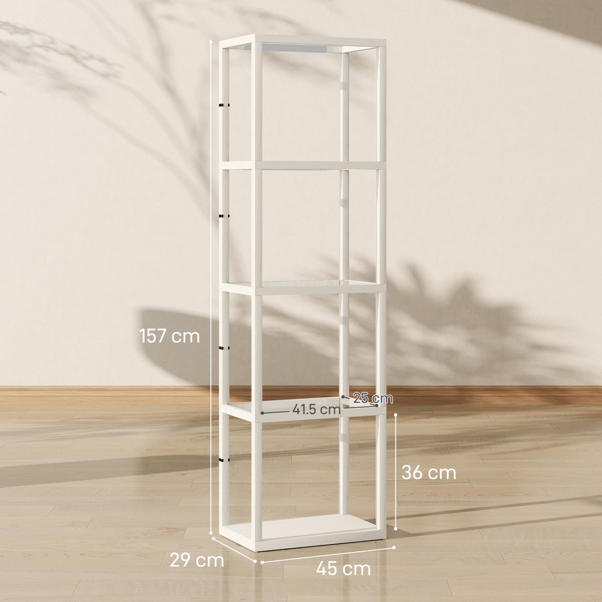 HOMCOM LED Floor Lamp with Glass Shelves, Dimmable Room Lamp