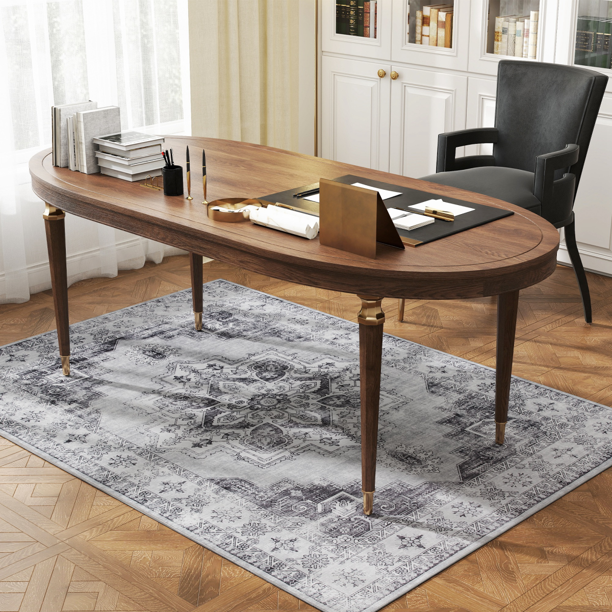HOMCOM Flannel Non-Slip Washable Rug for Living Room