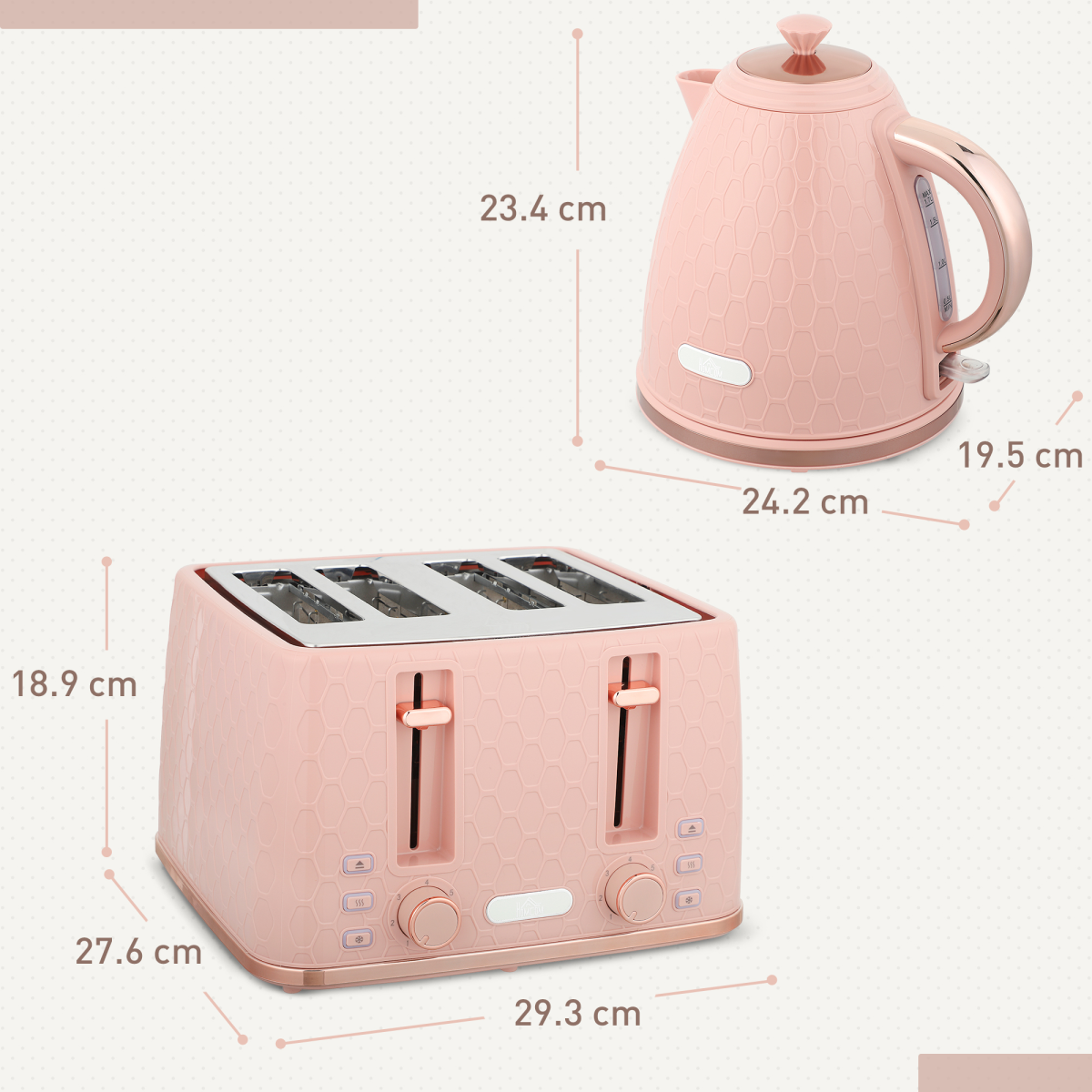 HOMCOM 1.7L Kettle and Toaster Set with Defrost Reheat and Crumb Tray