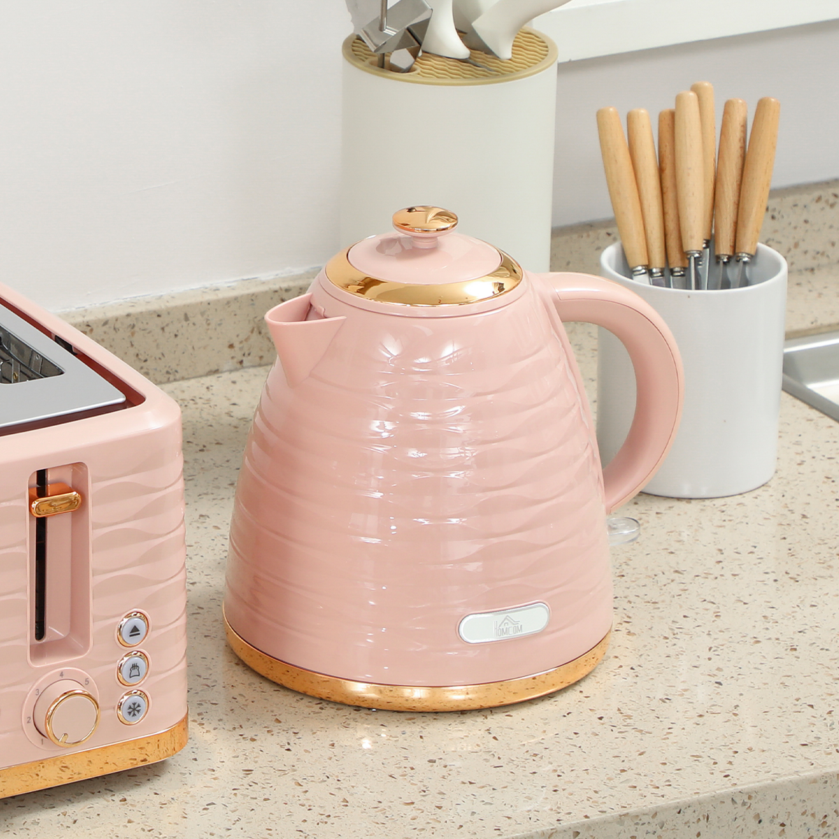 HOMCOM Kettle and Toaster Set 1.7L Kettle & 4 Slice Toaster