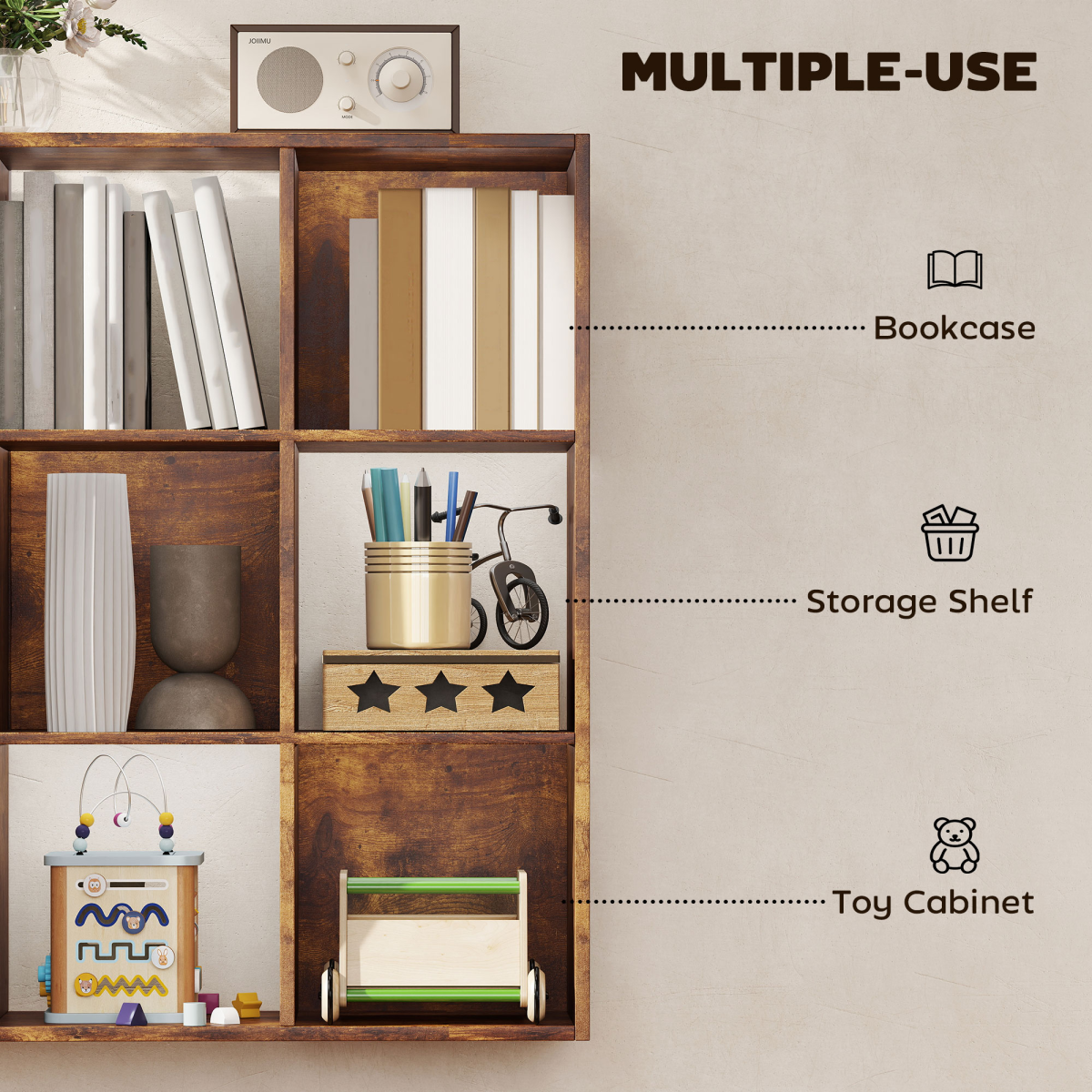 HOMCOM Storage Cupboard Bookcase Bookshelf Home Office