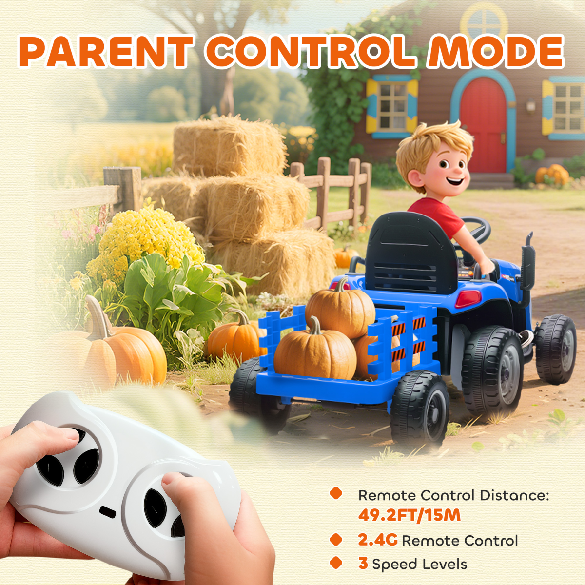 AIYAPLAY Ride on Tractor and Trailer, 12V Electric Ride on Tractor
