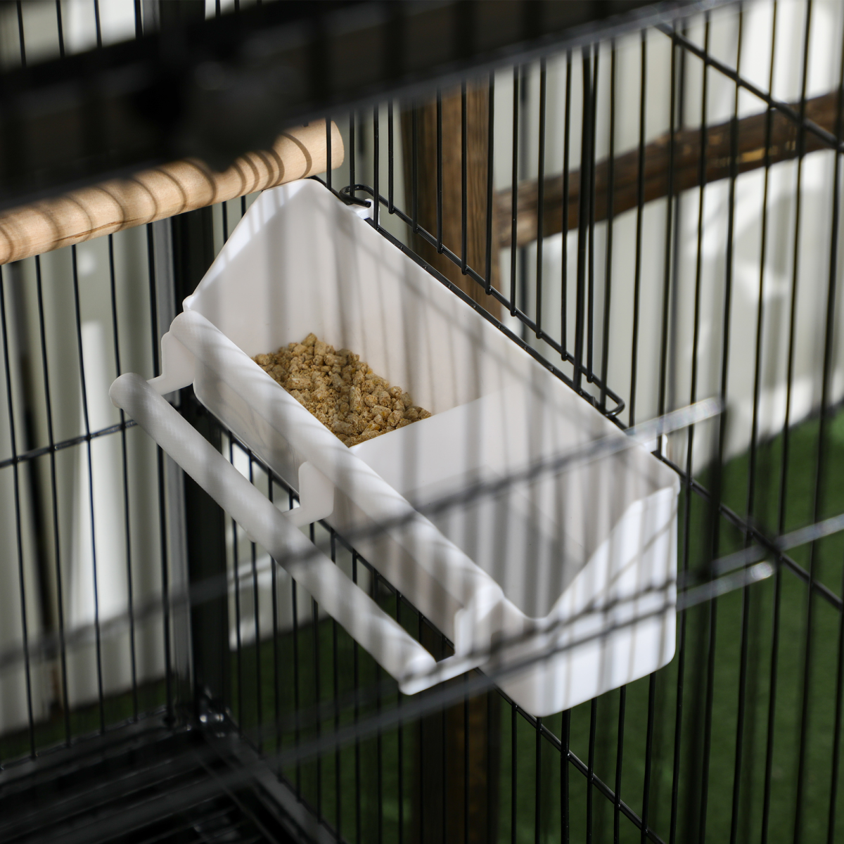 PawHut 2 In 1 Large Bird Cage Aviary with Wheels, Slide-out Trays Wood Perches