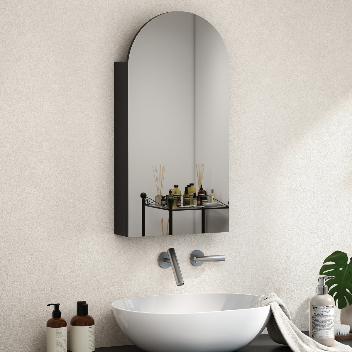 HOMCOM Bathroom Mirror Cabinet with Adjustable Glass Shelves