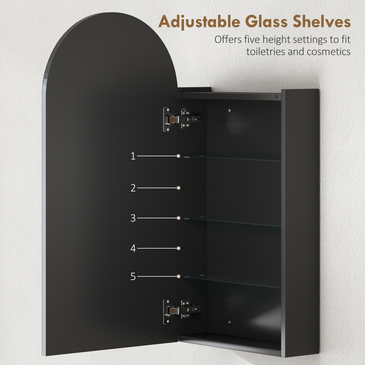 HOMCOM Bathroom Mirror Cabinet with Adjustable Glass Shelves