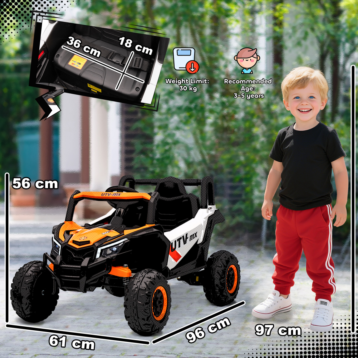 AIYAPLAY Kids Electric Car with Remote Control for Ages 3-5 Years
