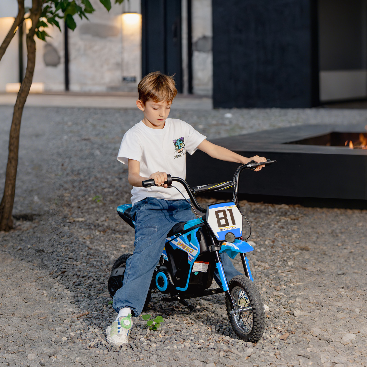 AIYAPLAY 24V Battery Powered Ride On Motorcycle with Rear Suspension