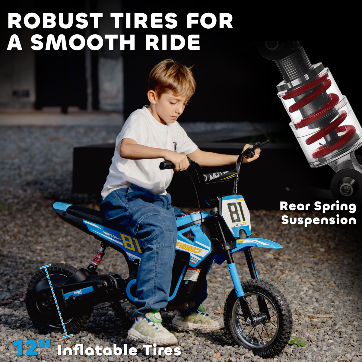 AIYAPLAY 24V Battery Powered Ride On Motorcycle with Rear Suspension