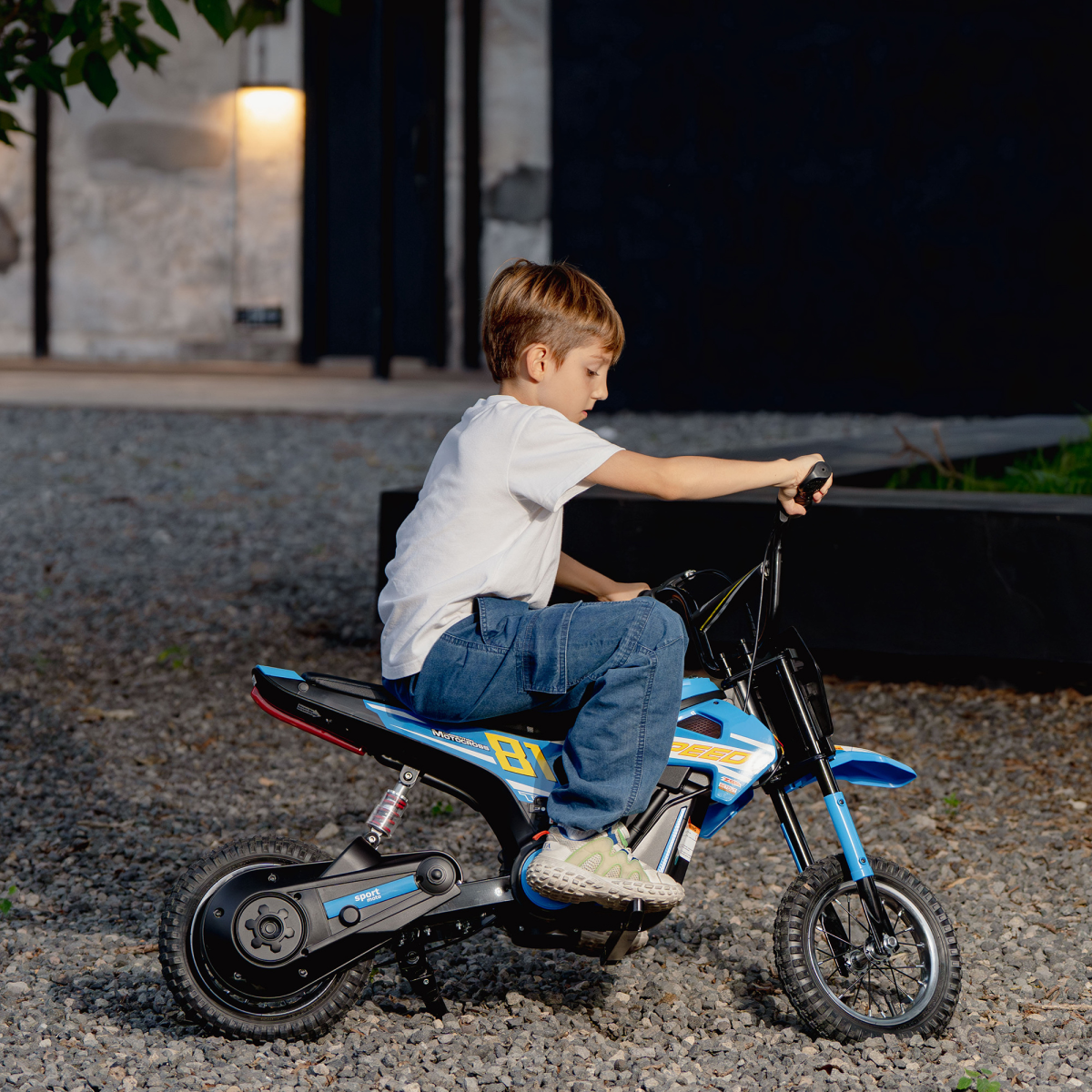 AIYAPLAY 24V Battery Powered Ride On Motorcycle with Rear Suspension