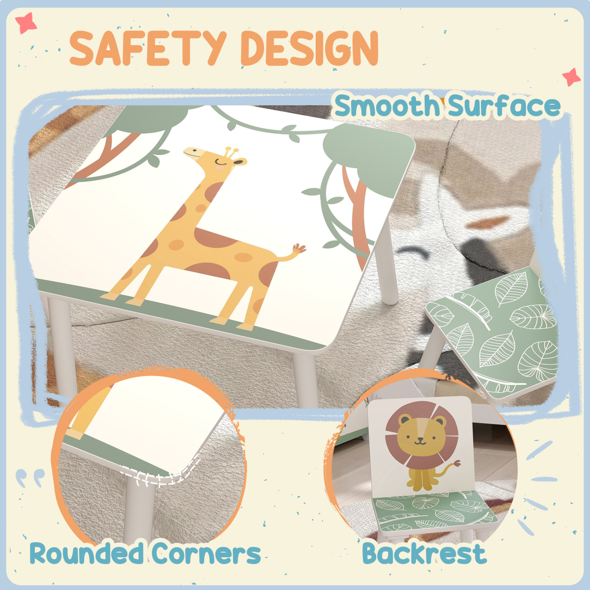 AIYAPLAY Kids Table with Chairs Set for Bedroom, Nursery