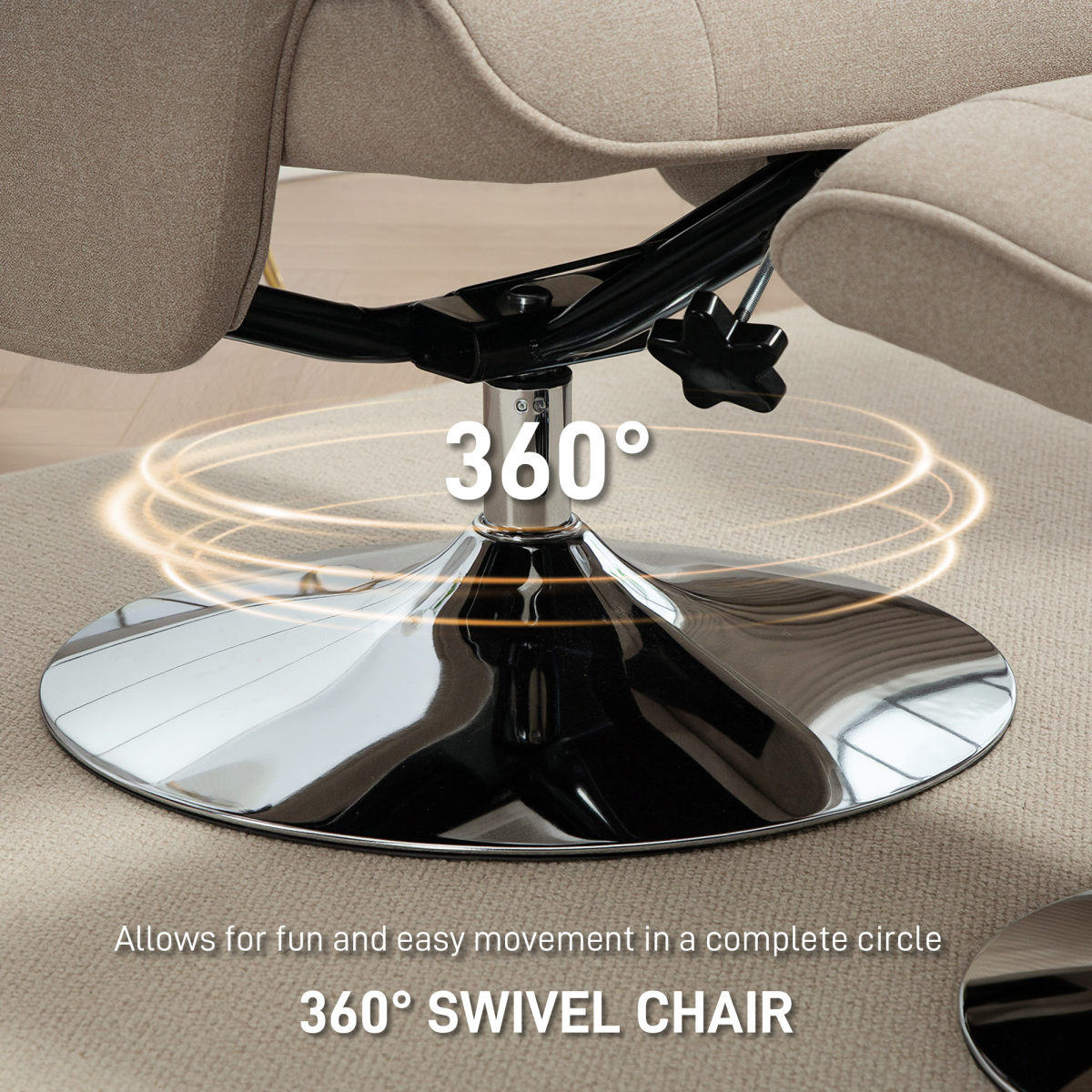 HOMCOM Upholstered Swivel Recliner Armchair with Ottoman