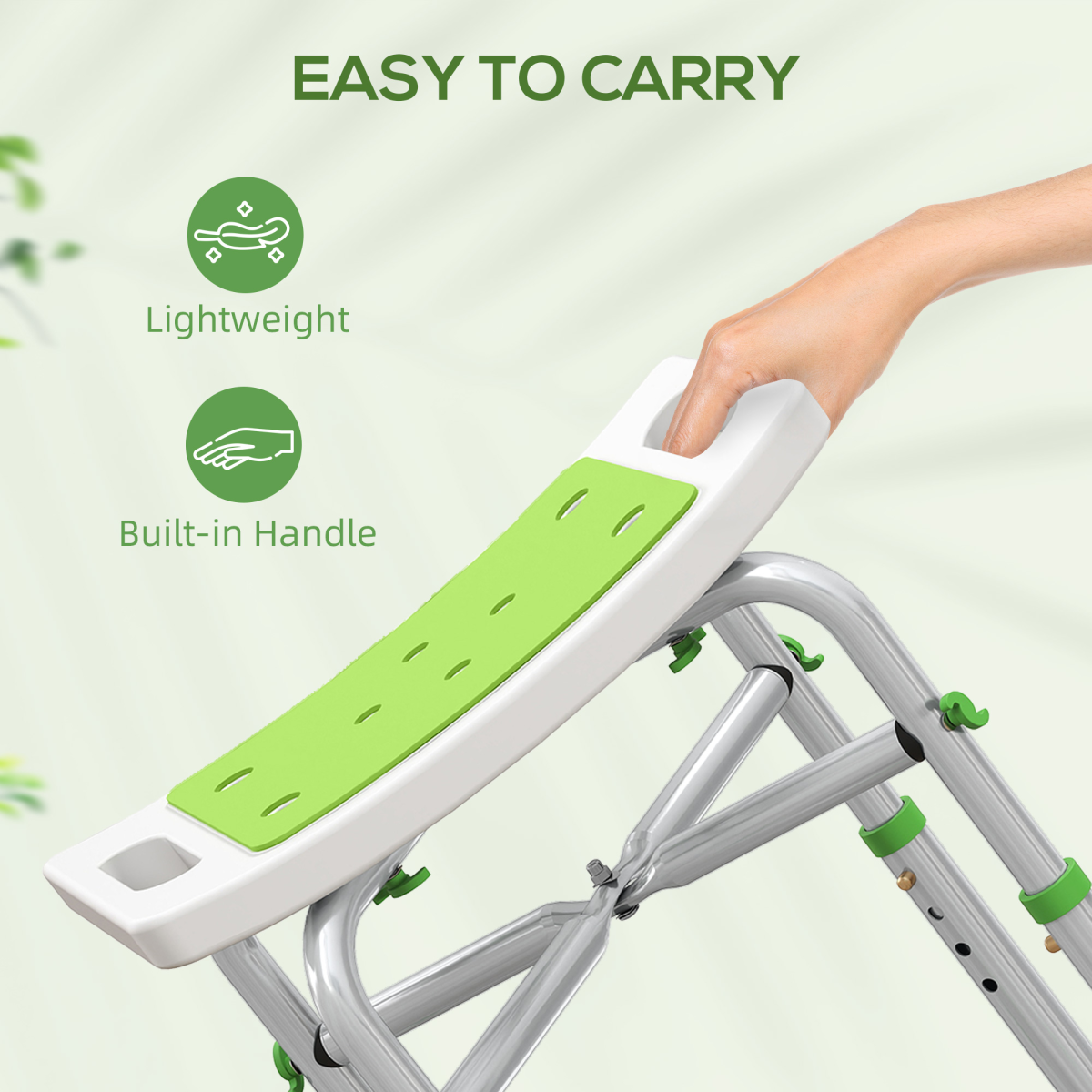 HOMCOM Adjustable Shower Stool with Foot Pads for Elderly Disabled
