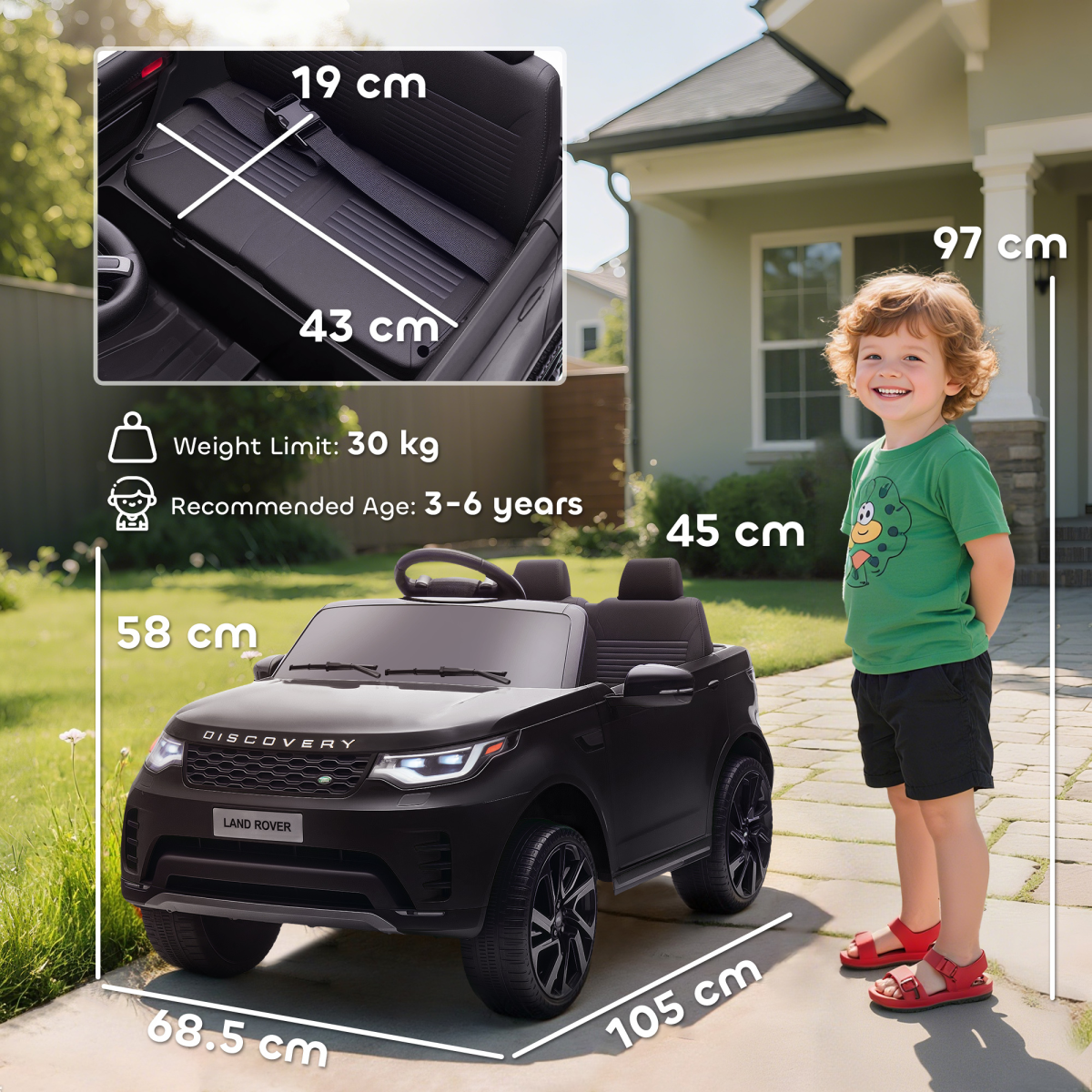 AIYAPLAY Land Rover Discovery Licensed 12V Kids Electric Car w/ Remote
