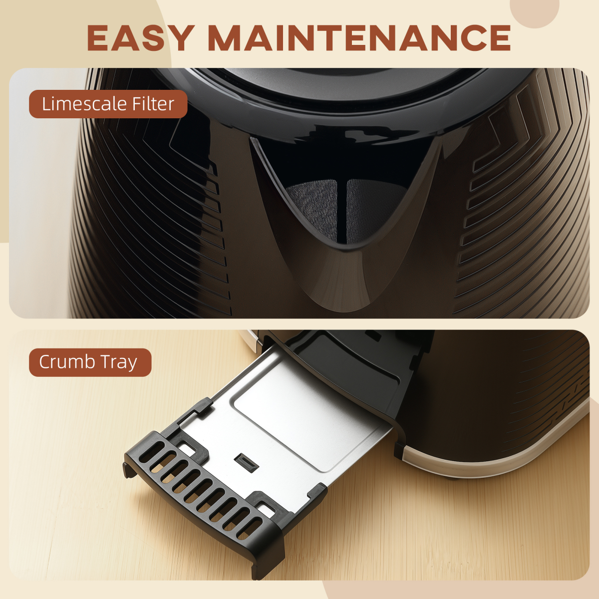 HOMCOM Rapid Boil Kettle and Toaster Set Crumb Tray