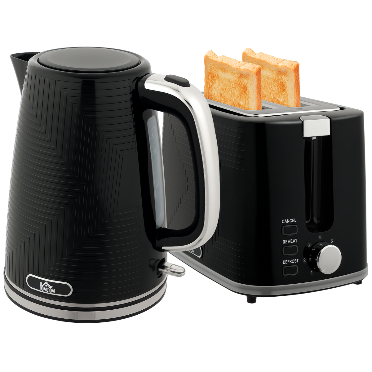 HOMCOM Rapid Boil Kettle and Toaster Set Crumb Tray
