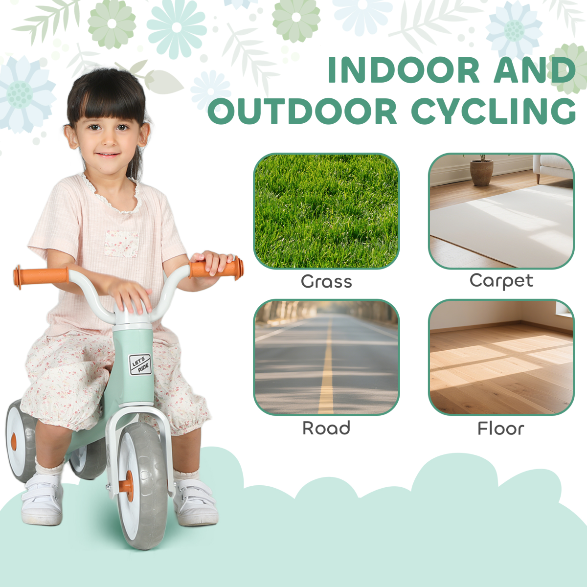 AIYAPLAY Baby Balance Bike with 3 Wheels