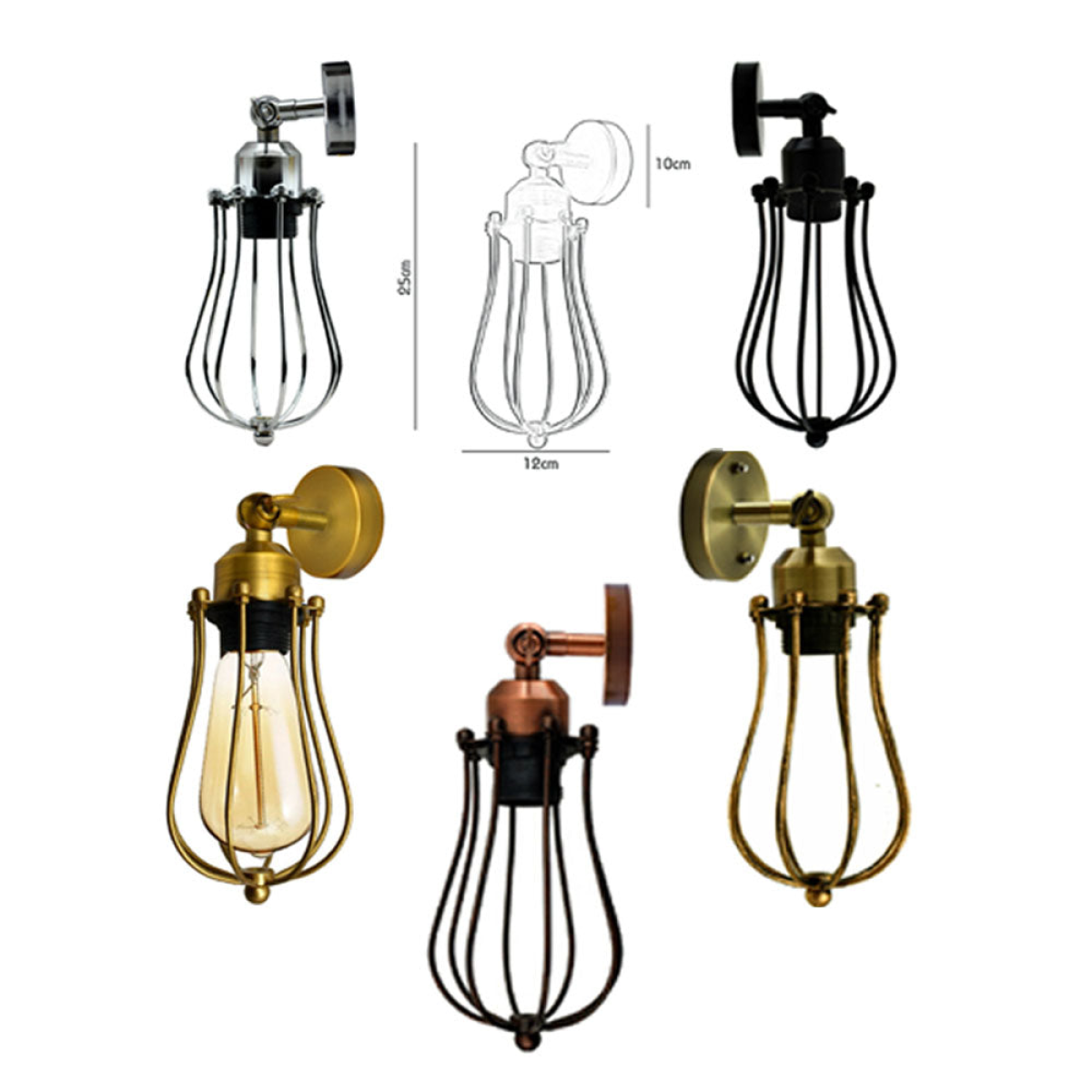 Industrial Wall Lights with Cage Shade Retro Wall Lamp ~2839