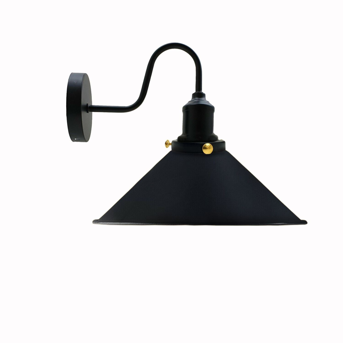 Vintage Industrial Swan Neck Wall Light Indoor Sconce Metal Cone Shape Shade~3391