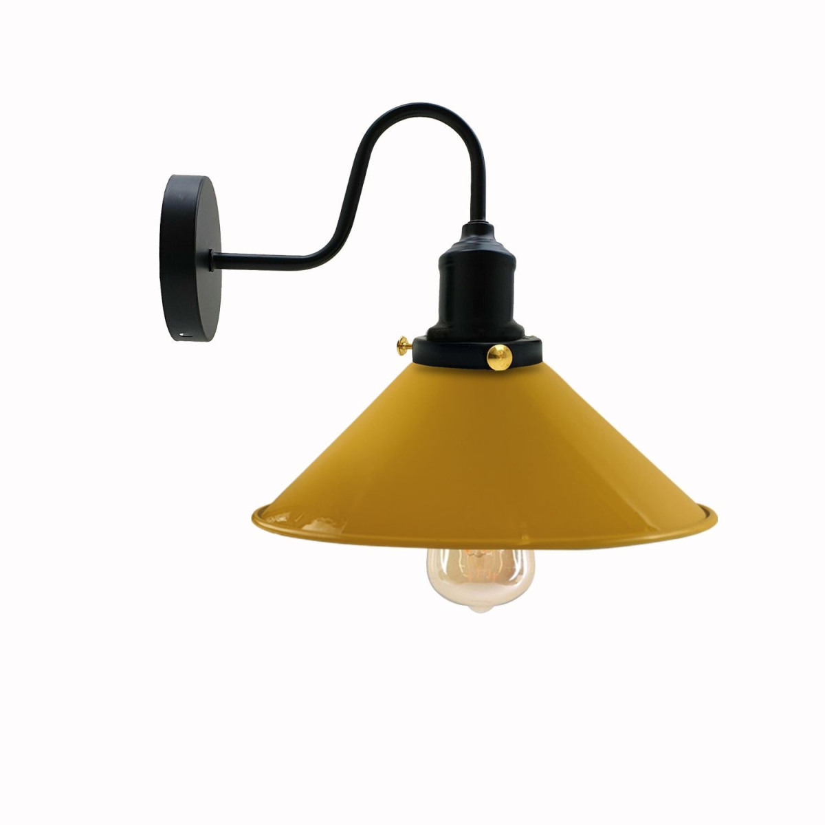 Vintage Industrial Swan Neck Wall Light Indoor Sconce Metal Cone Shape Shade~3391