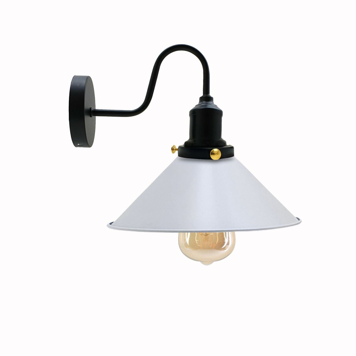Vintage Industrial Swan Neck Wall Light Indoor Sconce Metal Cone Shape Shade~3391