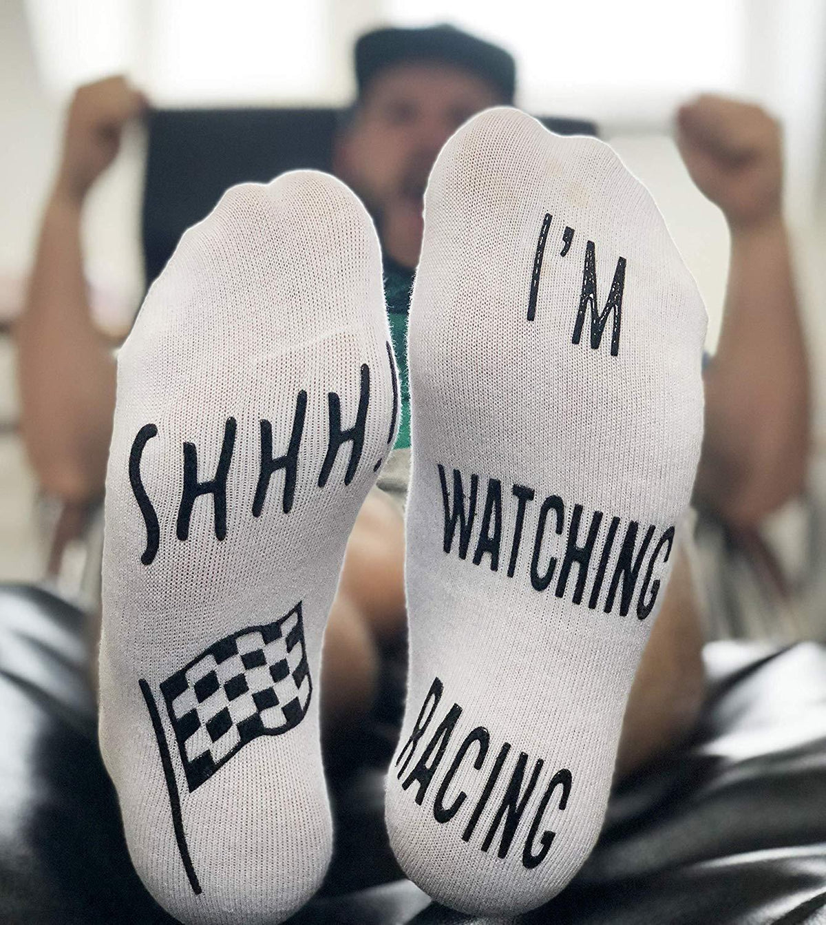 VINSANI WHITE I'M WATCHING RACING SOCKS