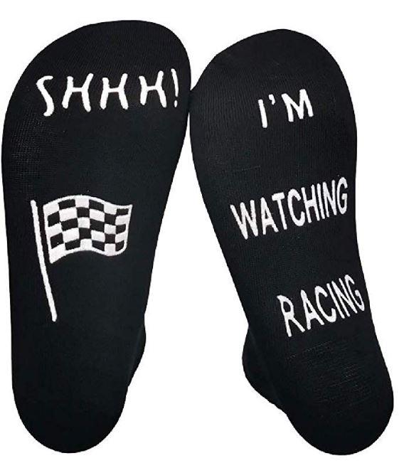VINSANI WHITE I'M WATCHING RACING SOCKS
