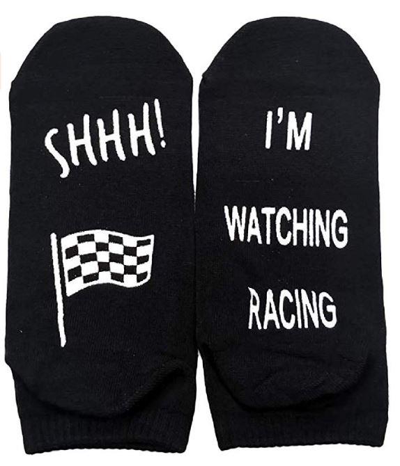 VINSANI WHITE I'M WATCHING RACING SOCKS