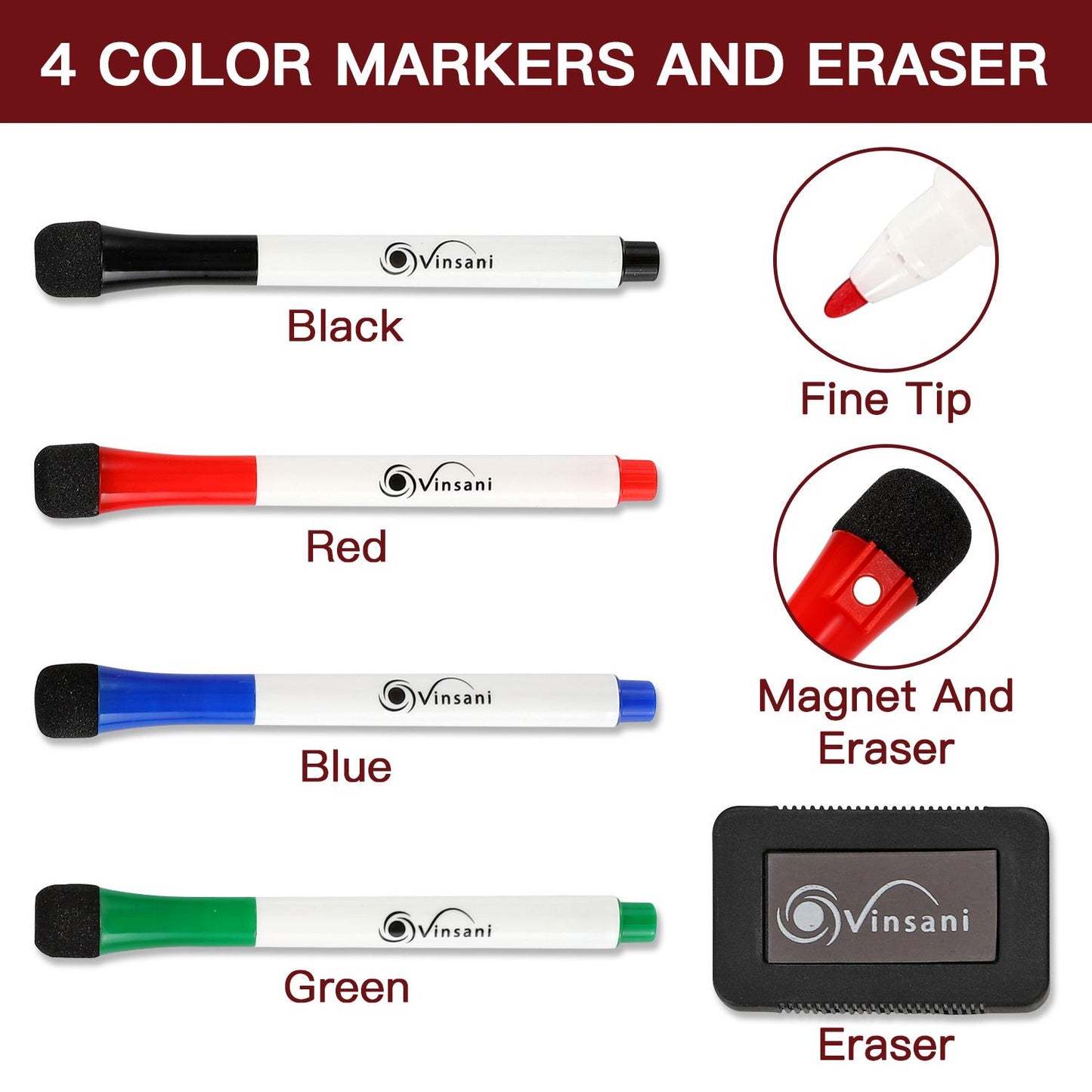 Vinsani Monthly Planner 4 Markers & Eraser 0000145