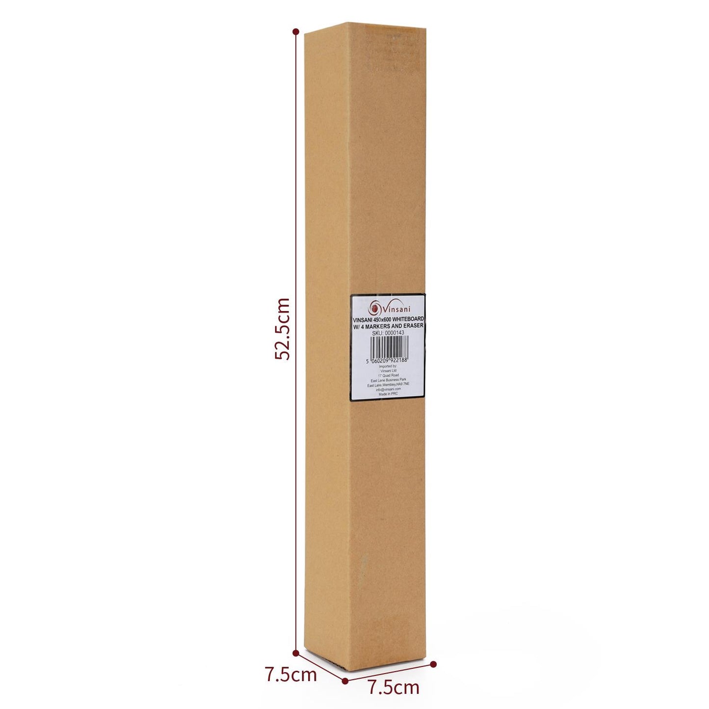 Vinsani 450x600 Whiteboard w/ 4 Markers and Eraser 0000143