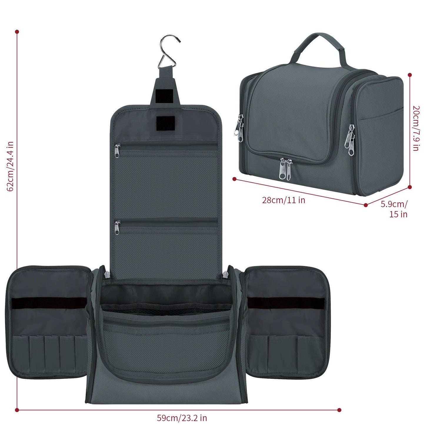 VINSANI TOILETRY BAG D.GREY 1010183
