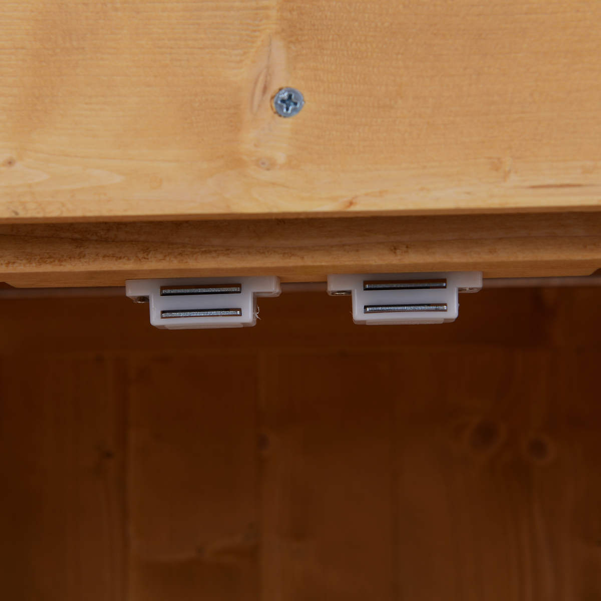 74x43x88cm Garden Shed Storage Wooden Chest Double Doors Shelf Hinged Roof