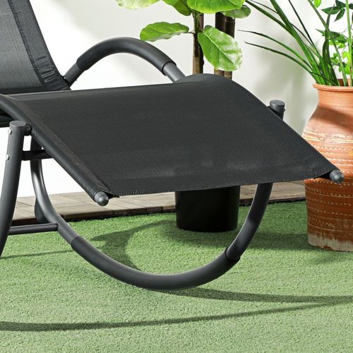Outsunny Patio Rocking Lounge Chair Zero Gravity Chaise w/ Padded Pillow
