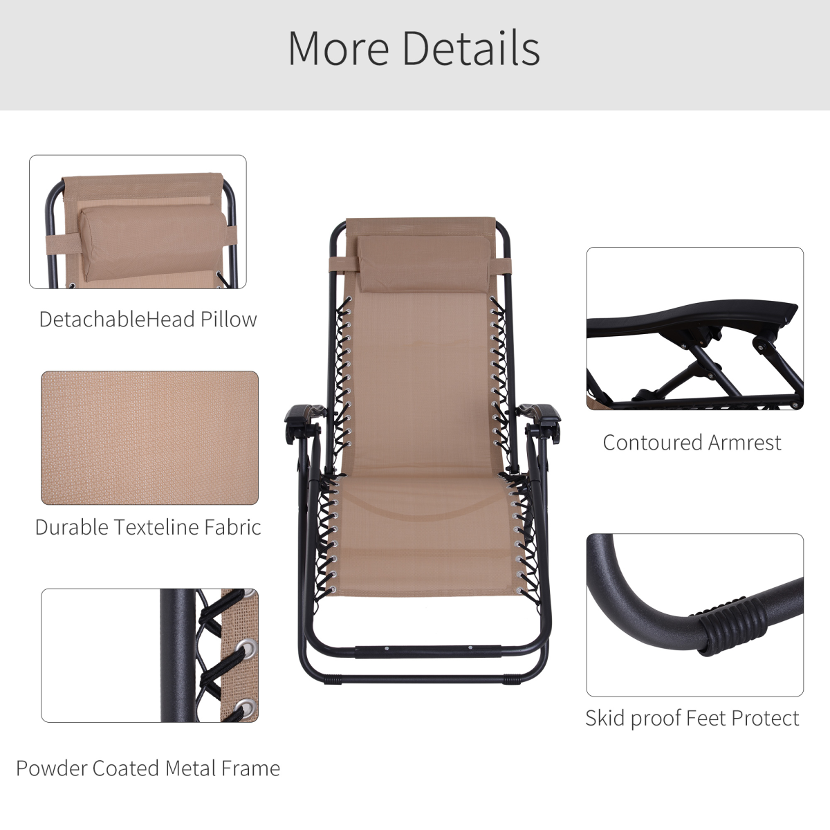 Zero Gravity Chair Adjustable Patio Lounge Chair Recling Seat